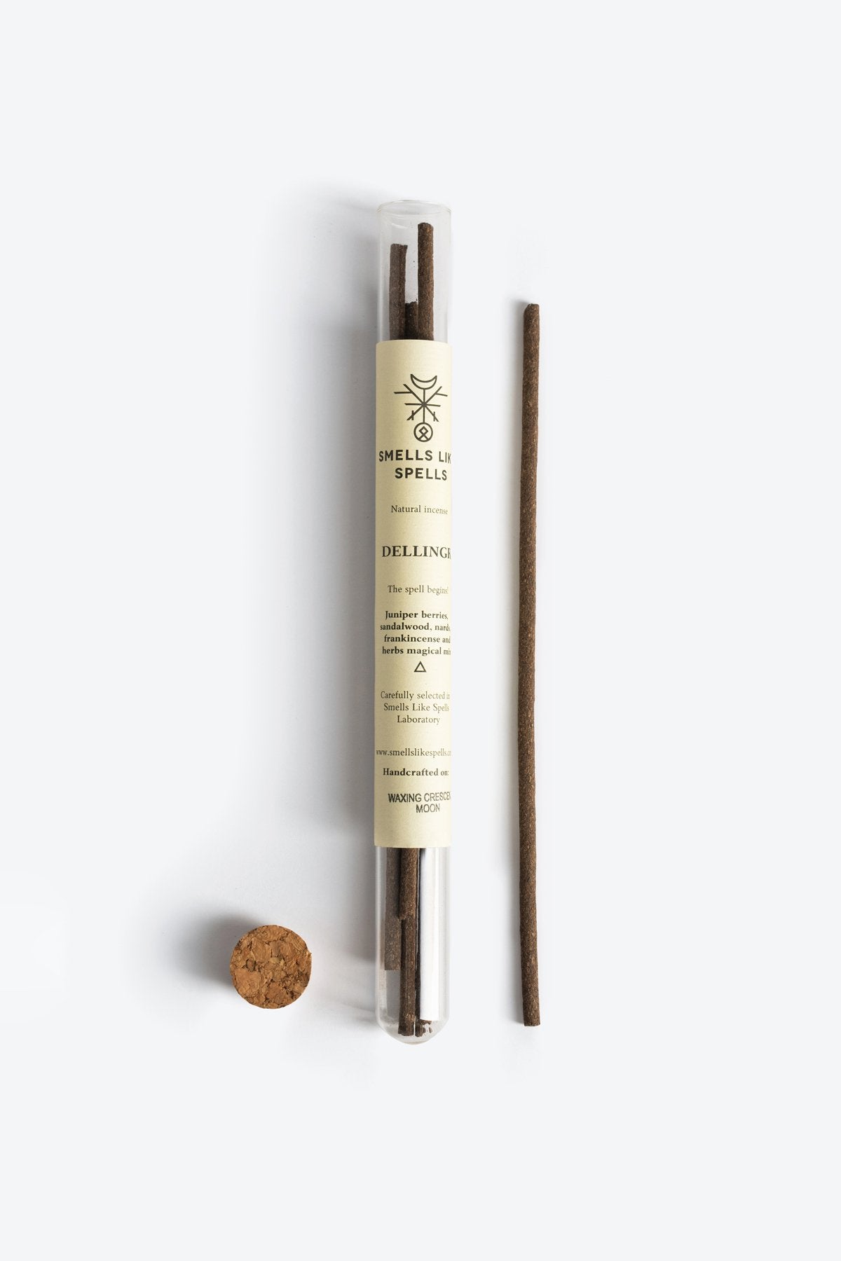 3. Smells Like Spells Natural Incense DELLINGR with cork stopper, emphasizing plant-based incense sticks