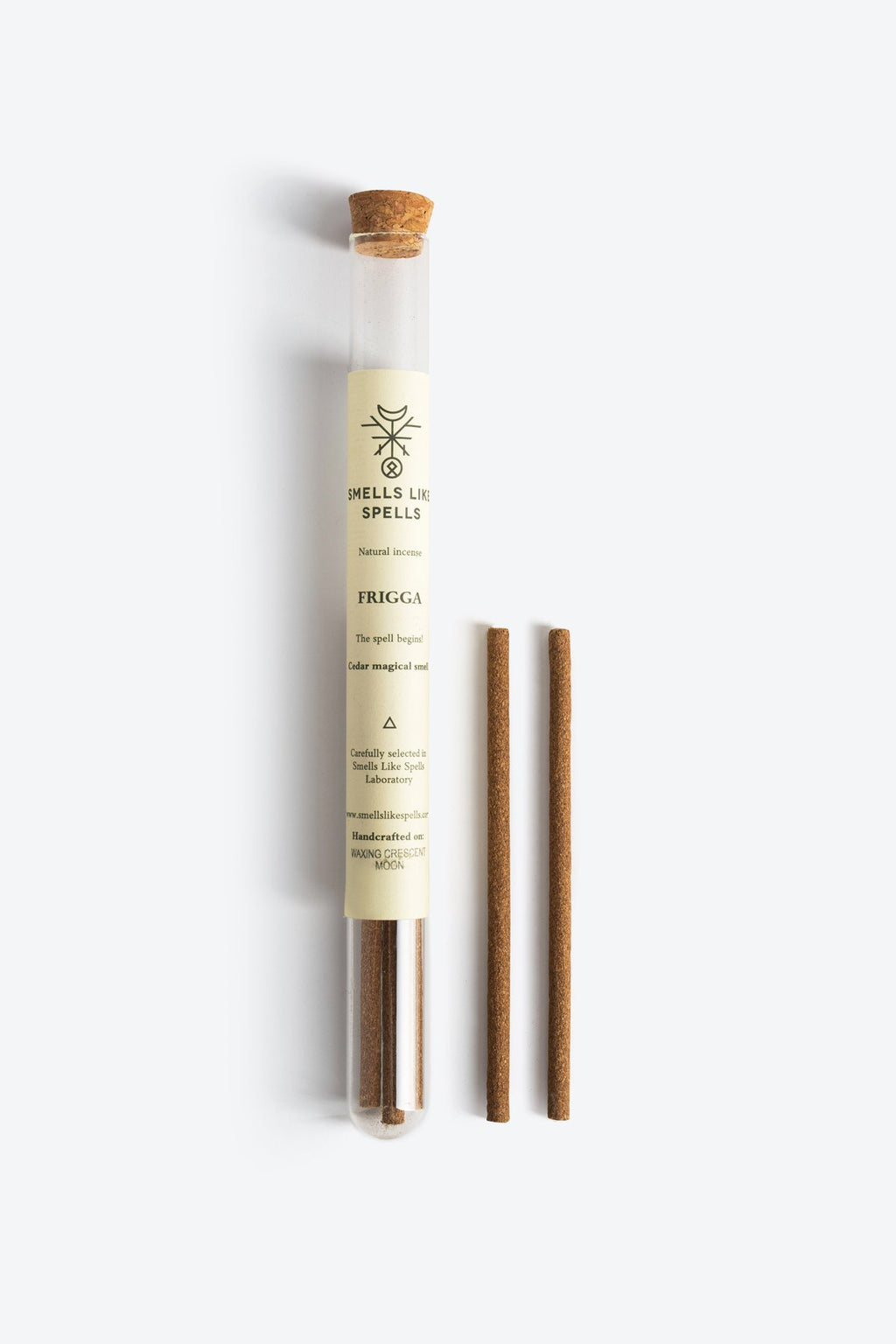 2. Smells Like Spells Natural Incense FRIGGA with cedar sticks in glass tube, studio shot