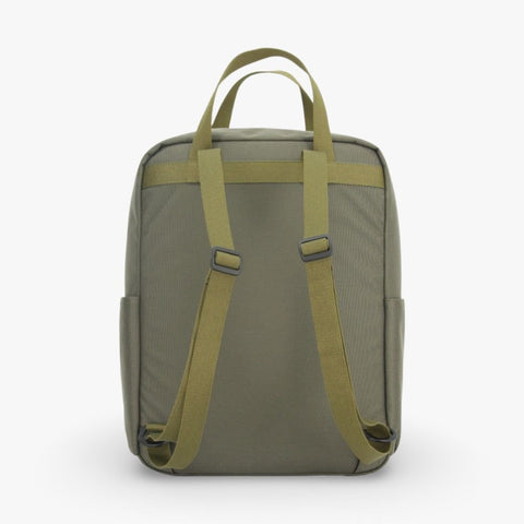 4. Back view of Noel Nord Daypack in olive green, showing dual shoulder straps