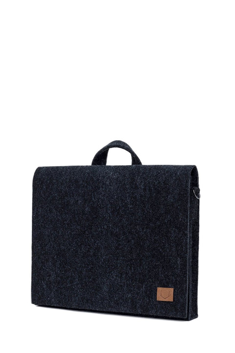 1. Nordhale unisex black briefcase Hjo in studio setting, showcasing minimalist design and top handle