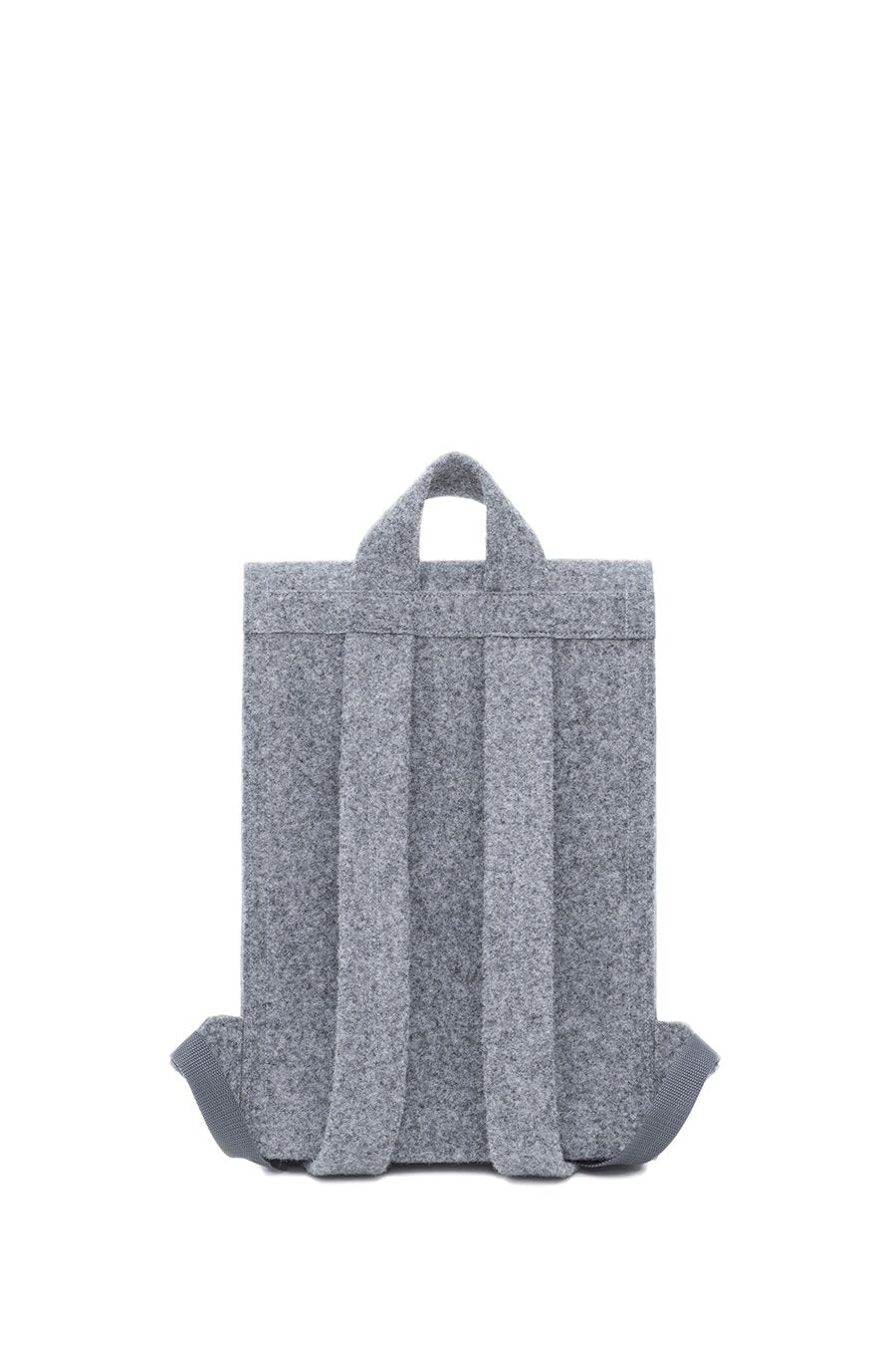 5. Front view of Nordhale Backpack Lund in grey, highlighting minimalist design and recycled PET felt material