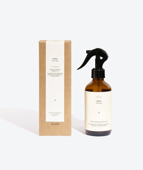 1. Smells Like Spells Perfumed Home Spray ODIN with packaging, featuring 200 ml bottle and eco-friendly box