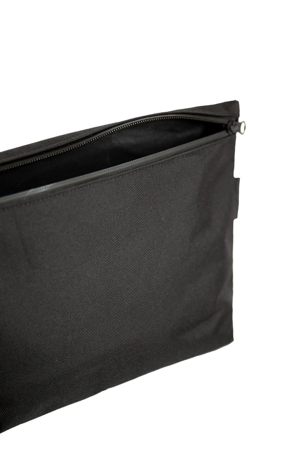6. Close-up of Nordhale NES Toiletry Bag in black, highlighting zipper and polyester canvas material