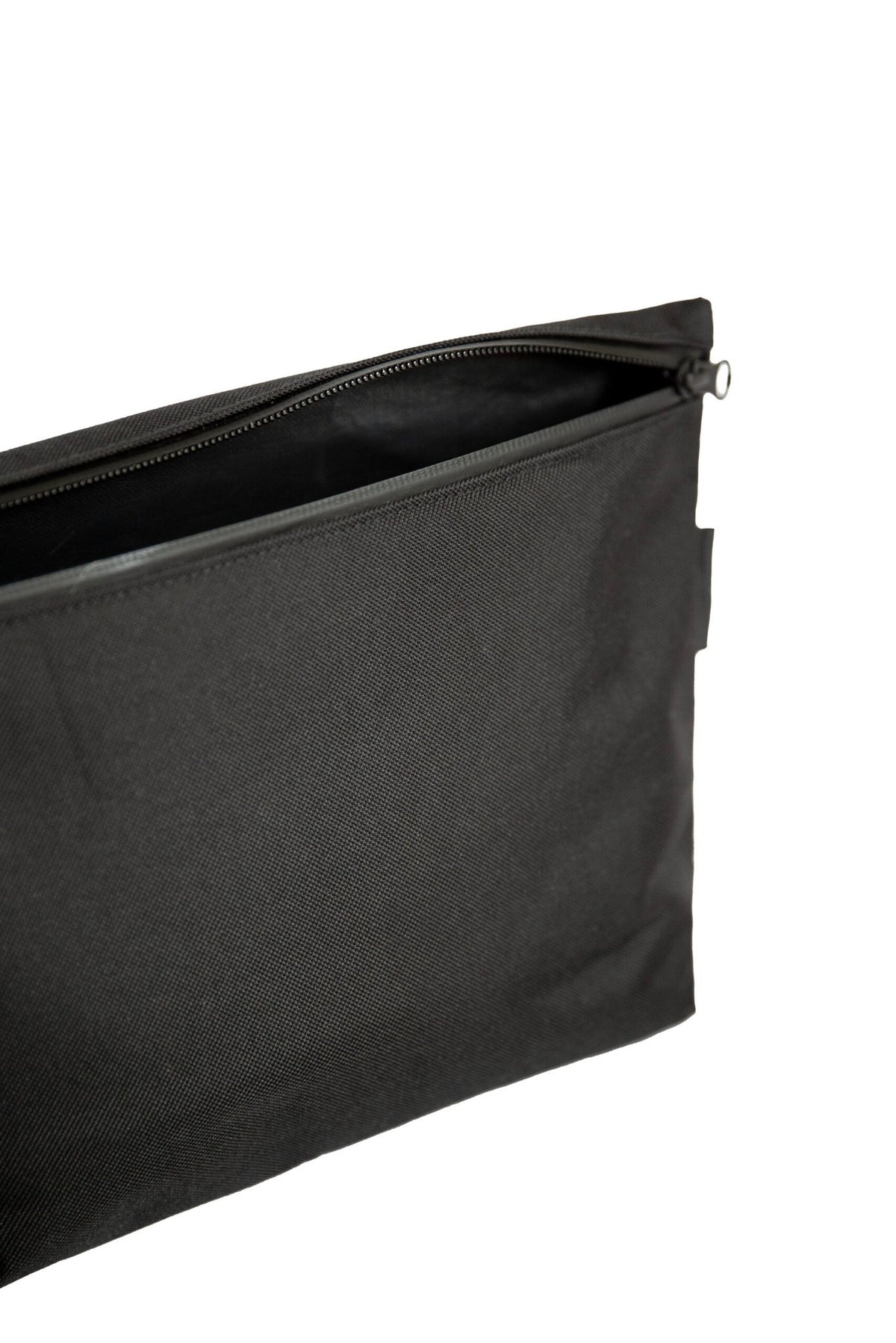 6. Close-up of Nordhale NES Toiletry Bag in black, highlighting zipper and polyester canvas material