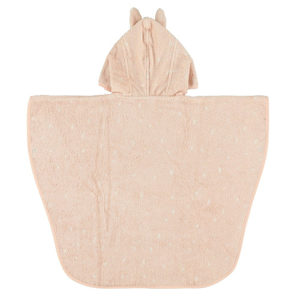 4. Pink hooded bathing poncho with rabbit ears, back view on white background