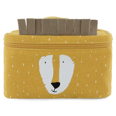 1. Trixie Baby Mr. Lion thermal lunch bag with yellow lion face design and zipper closure