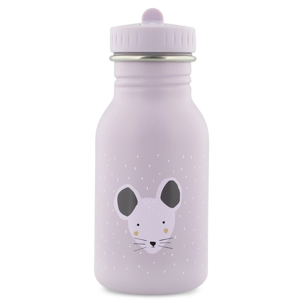 2. Trixie Baby Mrs Mouse stainless steel bottle with mouse face design on a white background