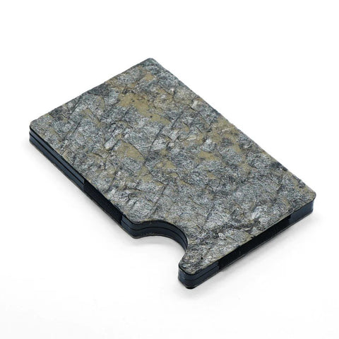 2. Pime Kõrb cardholder in natural slate stone finish on white background