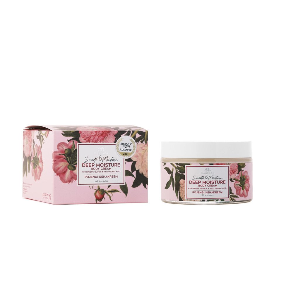 2. Magrada Organic Cosmetics Peony Body Cream with Quince Extract jar and box on white background
