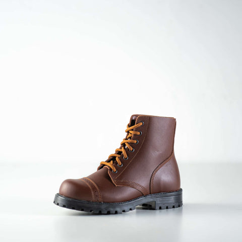 1. Unisex brown Samelin 517 Aviator Boots with water-repellent leather, shown in studio setting