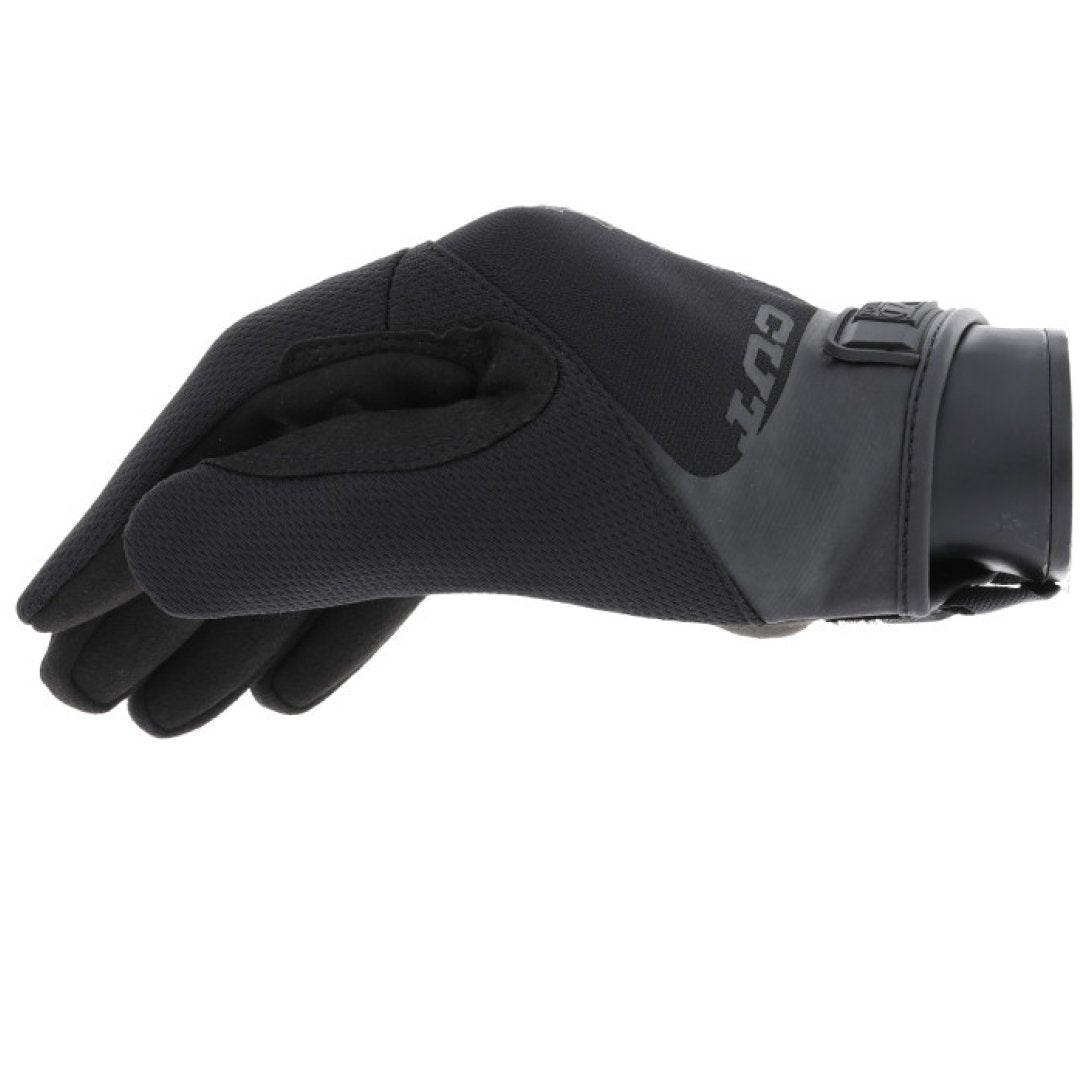 4. Black Mechanix glove shown from side with TPR wrist closure and ergonomic fit