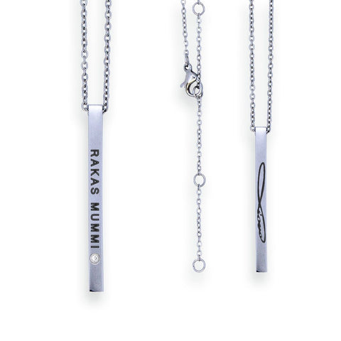 2. Olla RAKAS MUMMI necklace in silver stainless steel with engraved pendant