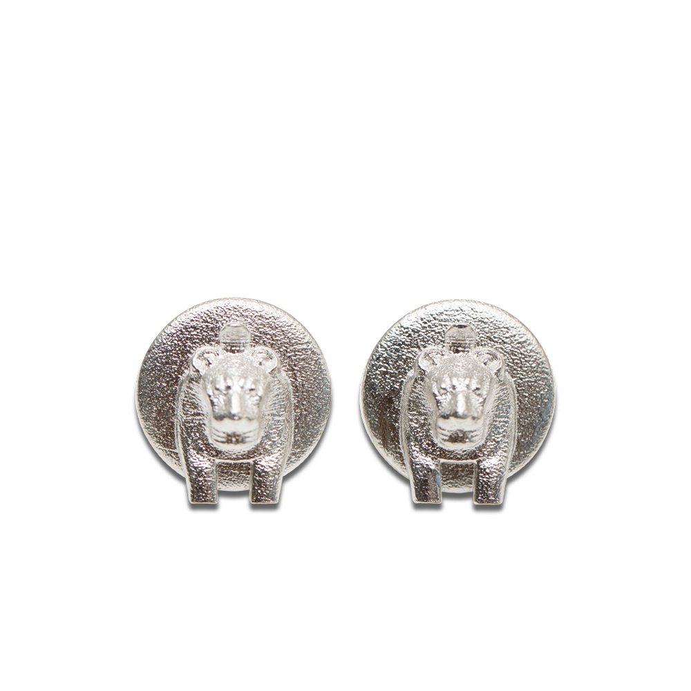 5. Studio image of Sekhmet Fire Stud Earrings in 925 silver, showcasing intricate detailing