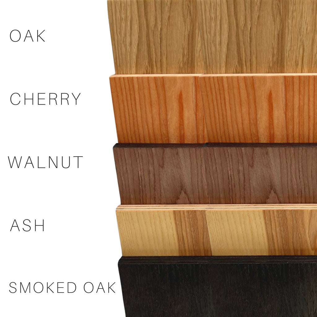 8. Available finishes for wooden step stool including oak, cherry, walnut, ash, and smoked oak