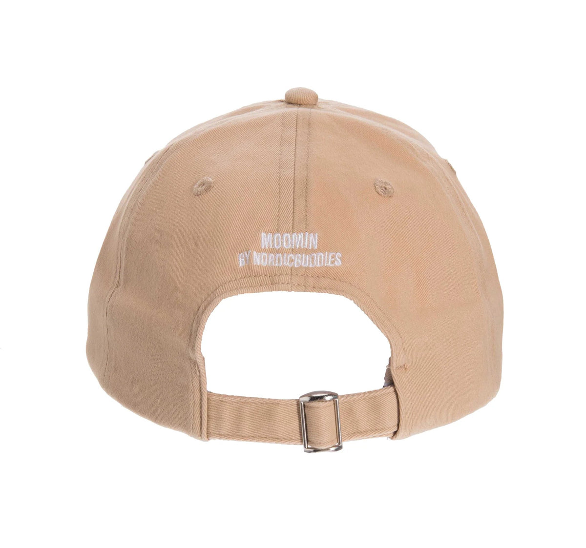 3. Back view of Sniff Adult Cap in sand showing adjustable strap and Moomin branding