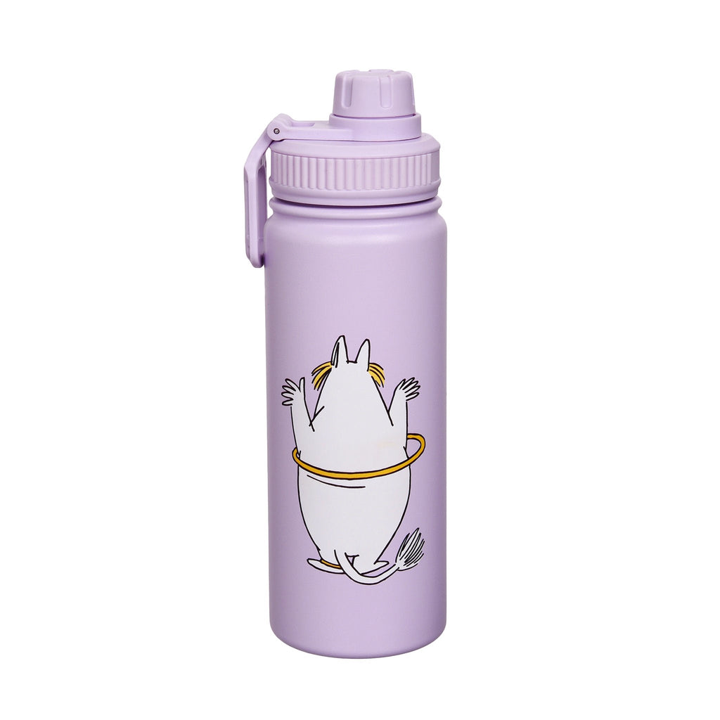 3. Back view of Snorkmaiden Thermal Everyday Bottle by Moomin in lavender, showing playful design