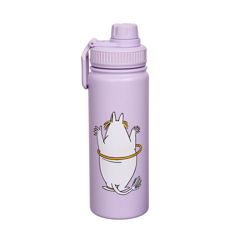 3. Back view of Snorkmaiden Thermal Everyday Bottle by Moomin in lavender, showing playful design