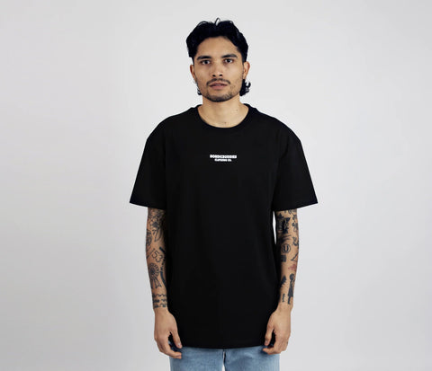 4. Men's Snufkin Fishing T-Shirt by Moomin, front view with logo, studio setting