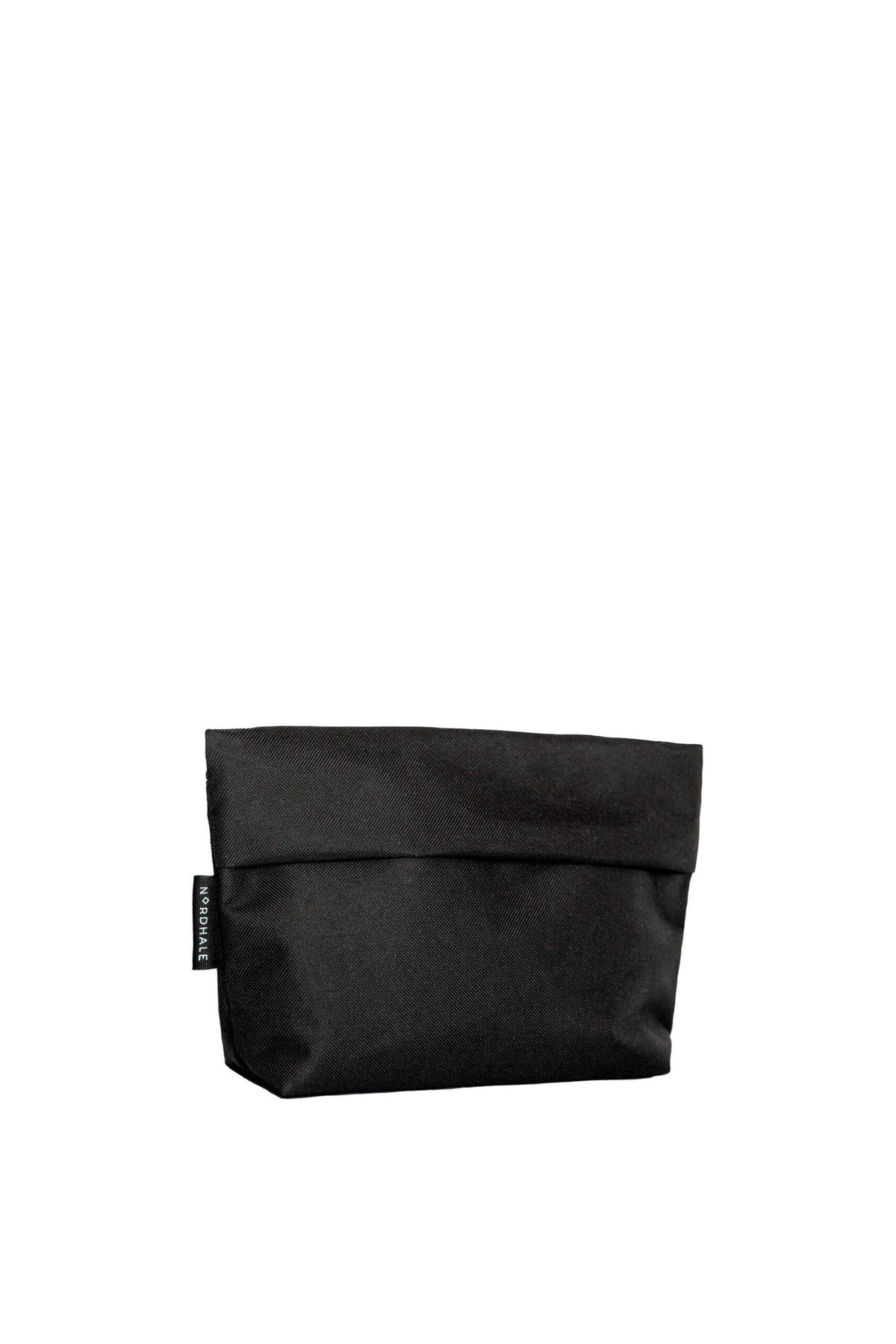 4. Front view of Nordhale NES Toiletry Bag in black, studio shot highlighting sleek design