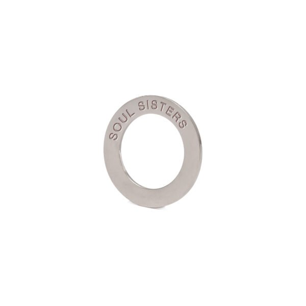 7. Silver-plated 'SOUL SISTERS' engraved ring for silk ribbon bracelet by Olla