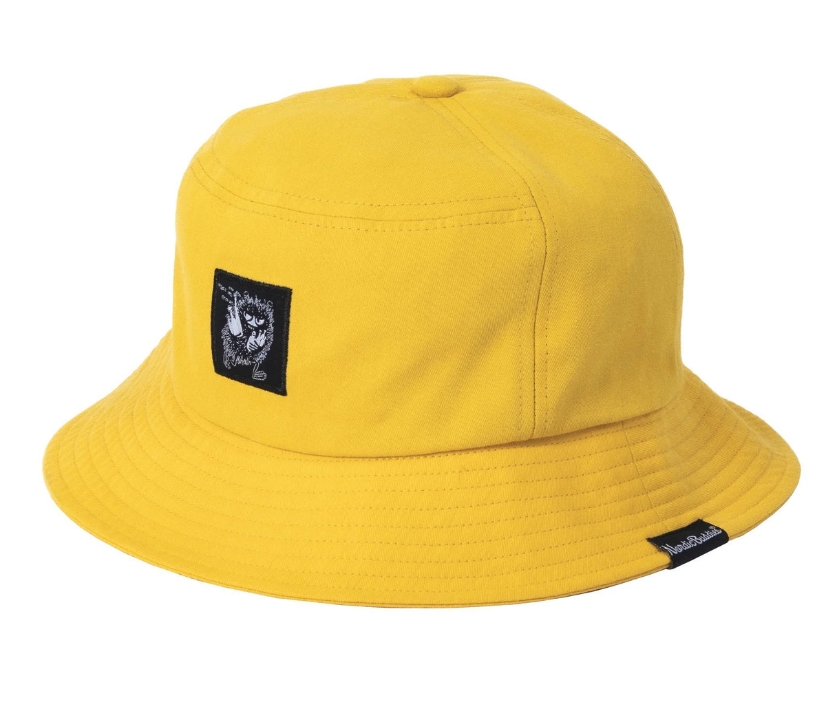 3. Studio image of yellow Stinky Bucket Hat by Moomin, showing front and side