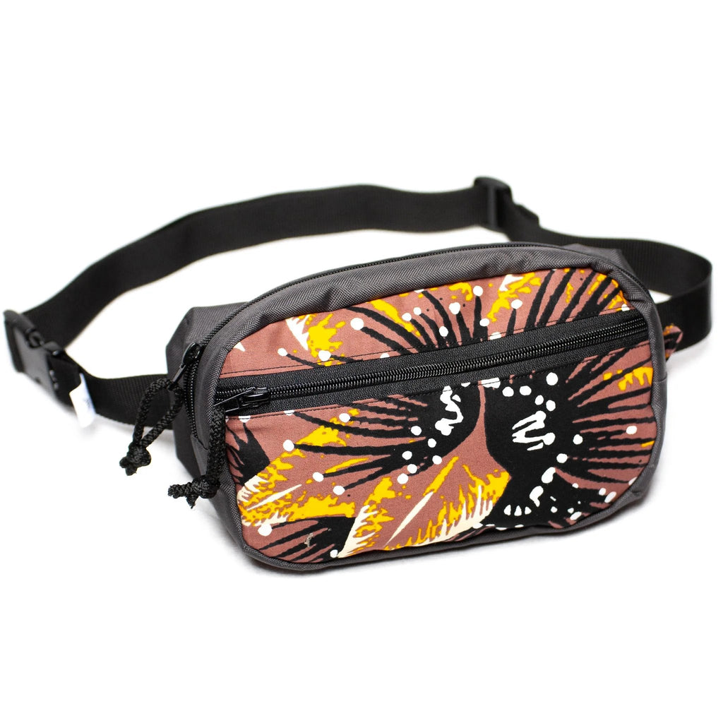 2. Drinbags SEA URCHIN waist bag in studio, showing adjustable strap and vibrant pattern