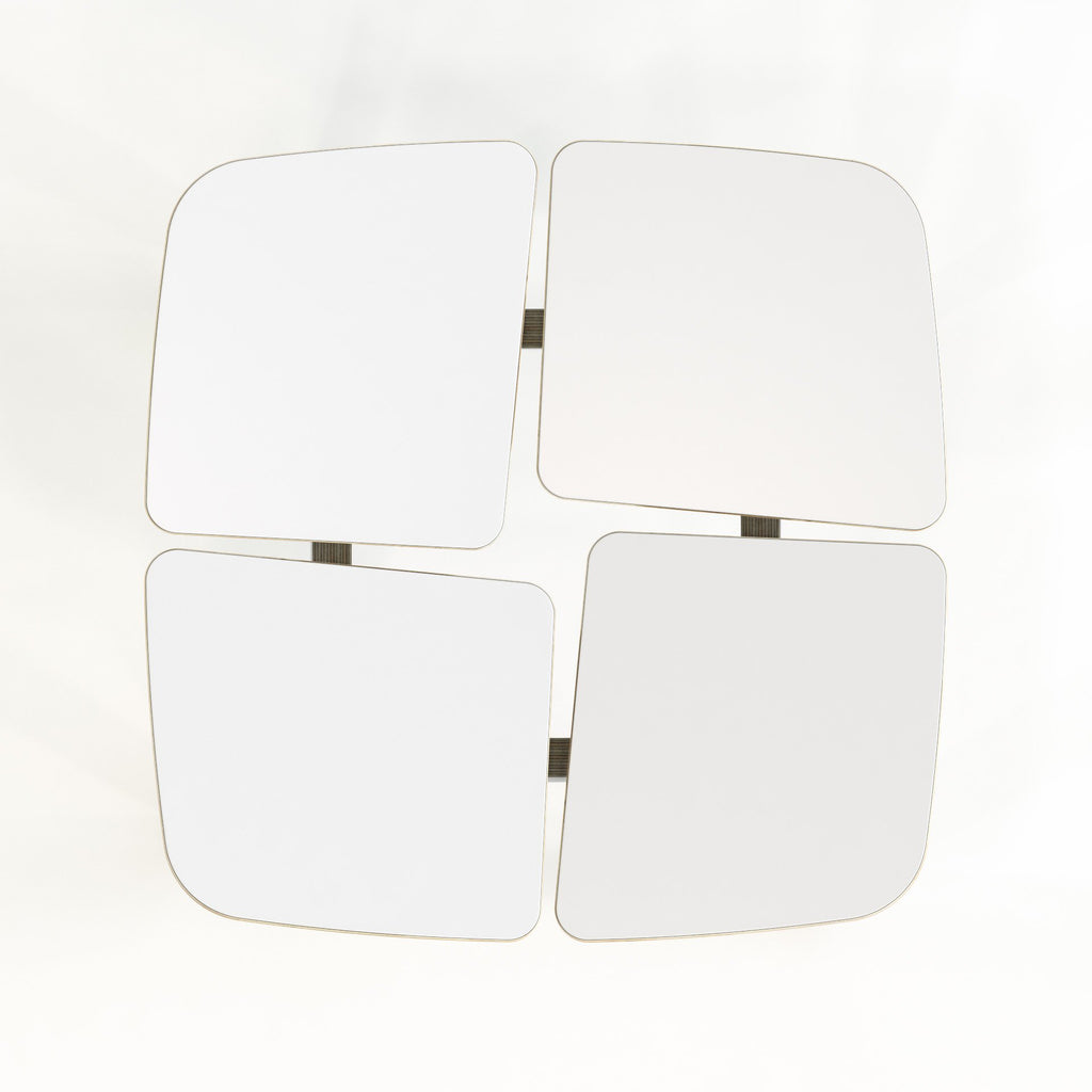 2. Top view of Woodpecker white wooden stool showing square seat design