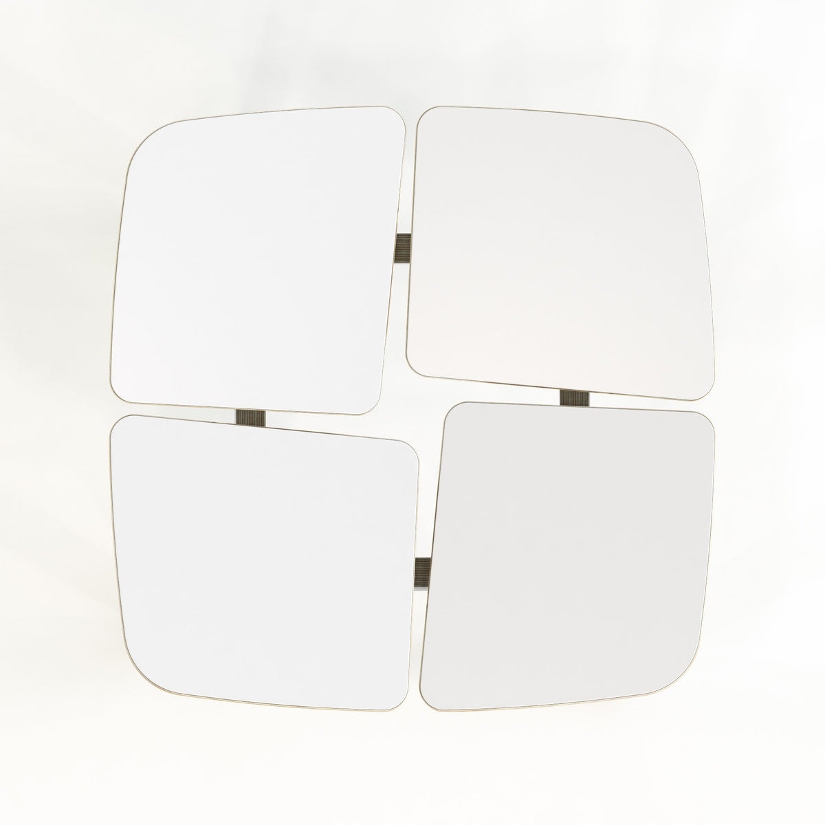 2. Top view of Woodpecker white wooden stool showing square seat design