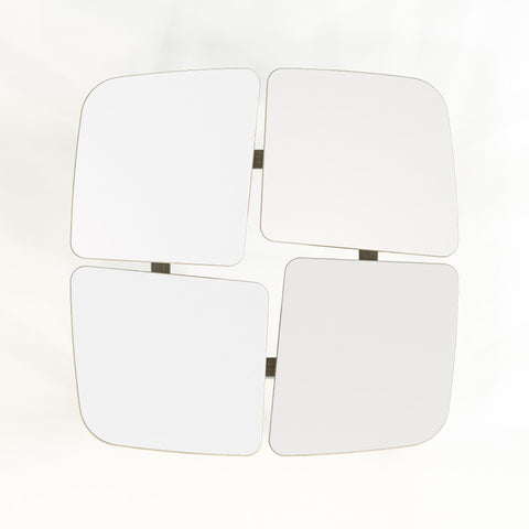 2. Top view of Woodpecker white wooden stool showing square seat design