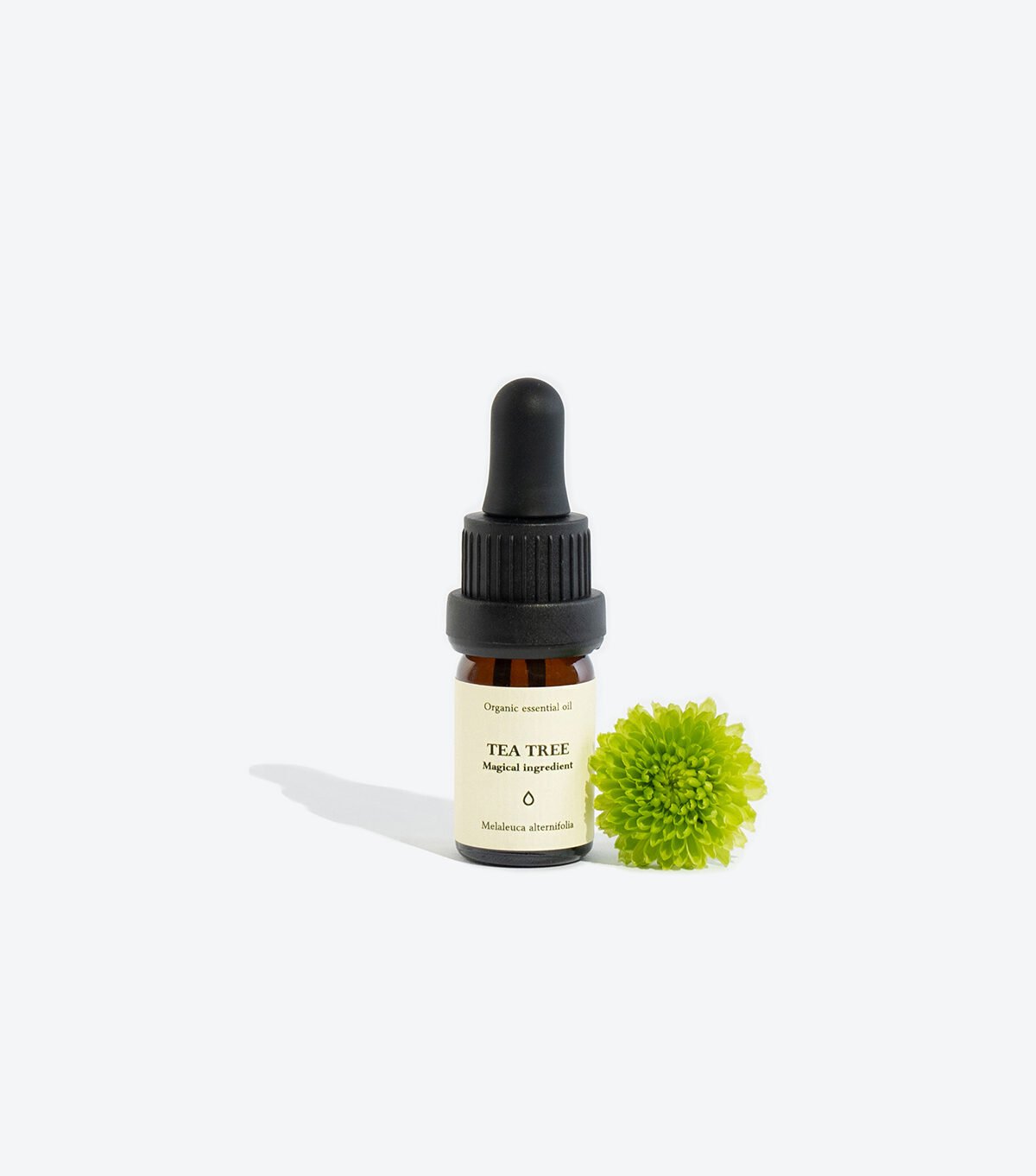 3. Smells Like Spells TEA TREE Essential Oil in 5 ml glass bottle with pipette, styled with green flower