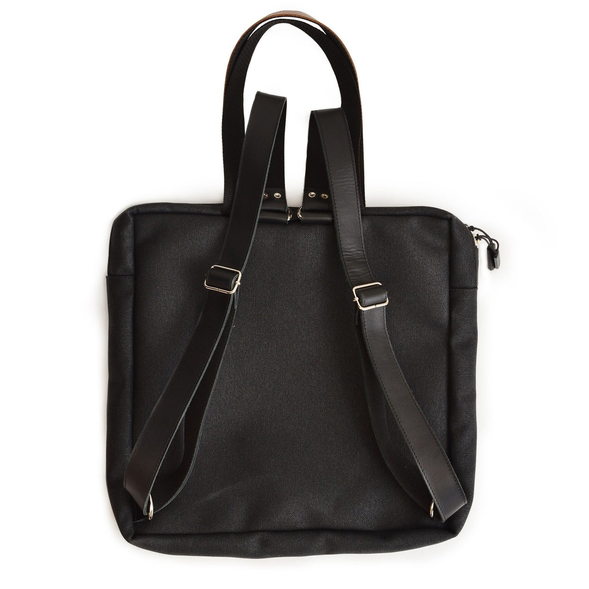 2. Back view of Omaking Stockholm Backpack in black, highlighting adjustable straps and sleek design, shown in studio setting