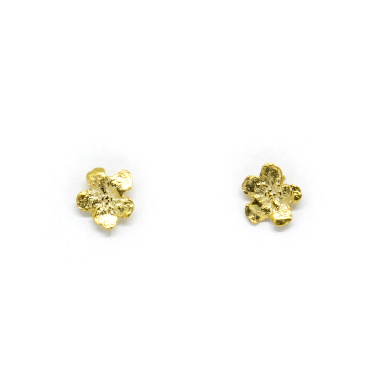 1. Gold-plated SPRING Forget-Me-Not earrings by Agnes Veski Jewellery, crafted from 925 silver, shown in studio setting