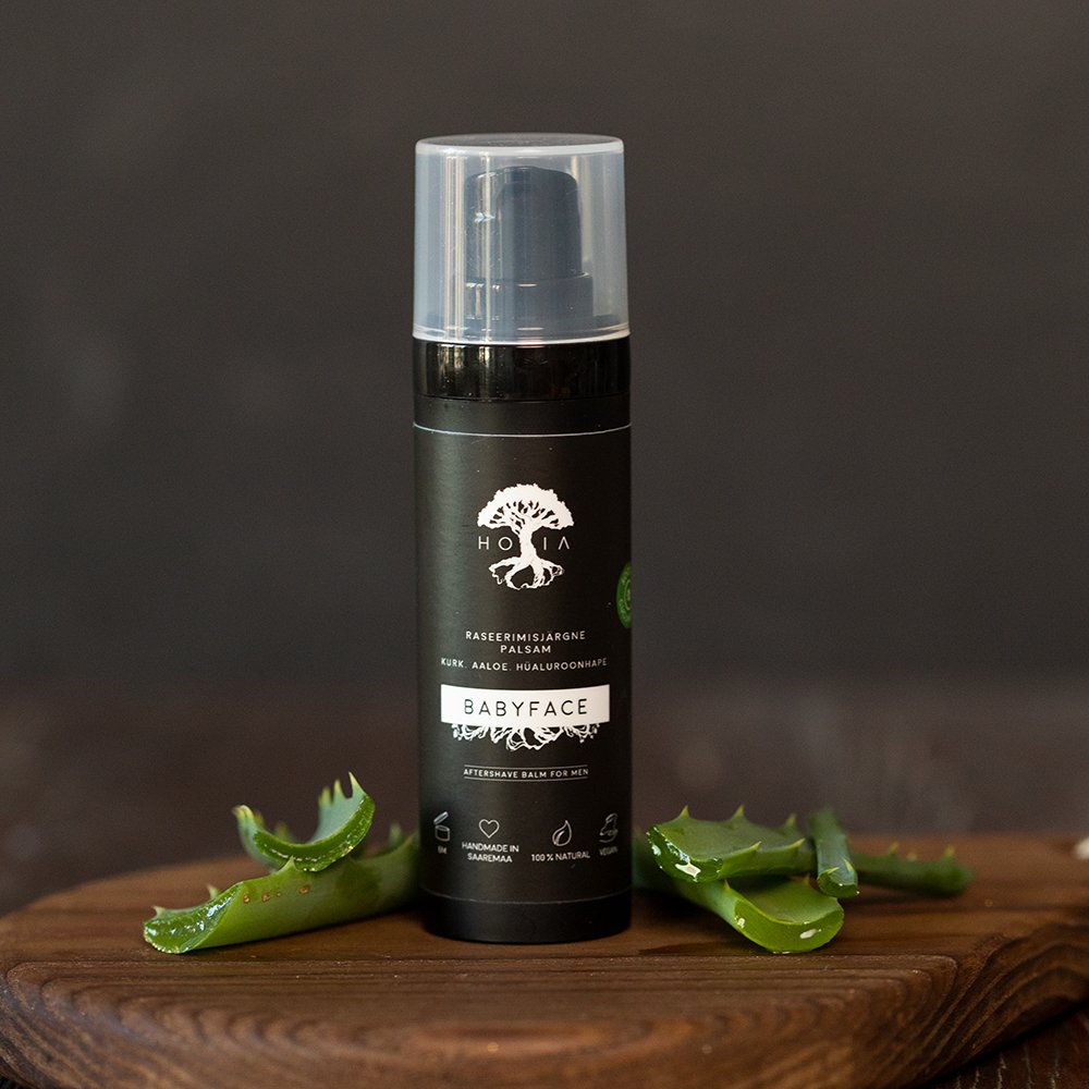 1. HOIA homespa Aftershave Balm for Men 30ML displayed on wooden surface with aloe leaves
