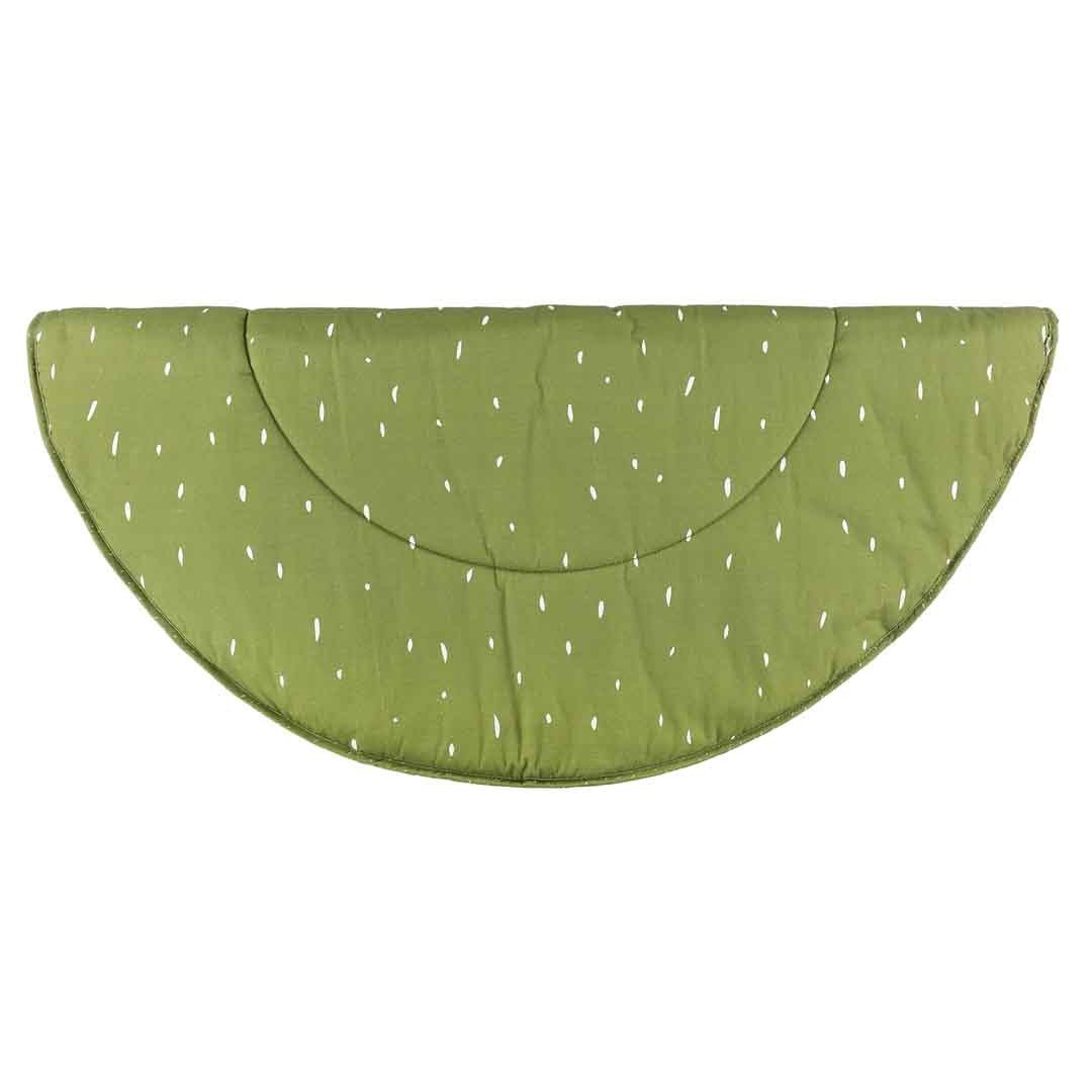 2. Folded green play mat with dotted pattern, showing compact design for easy storage