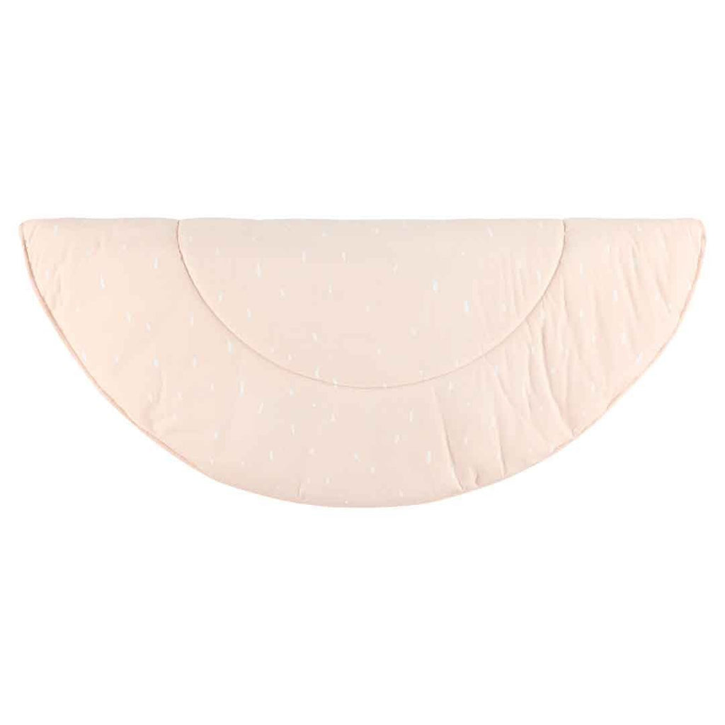 4. Flat lay of folded Trixie Baby Mrs. Rabbit activity play mat in light pink