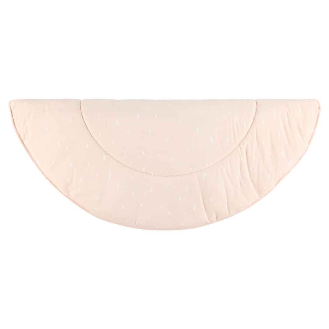 4. Flat lay of folded Trixie Baby Mrs. Rabbit activity play mat in light pink