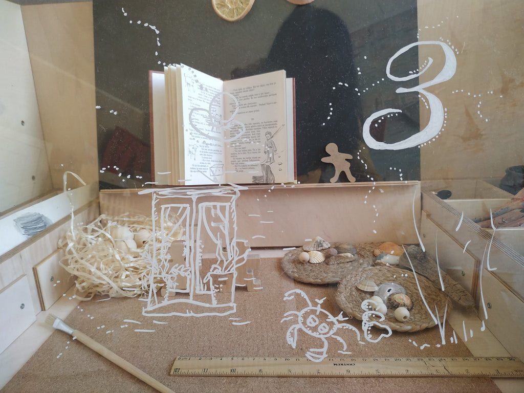 5. Detail of Luula Julle table with chalkboard and acrylic board, highlighting versatile surfaces