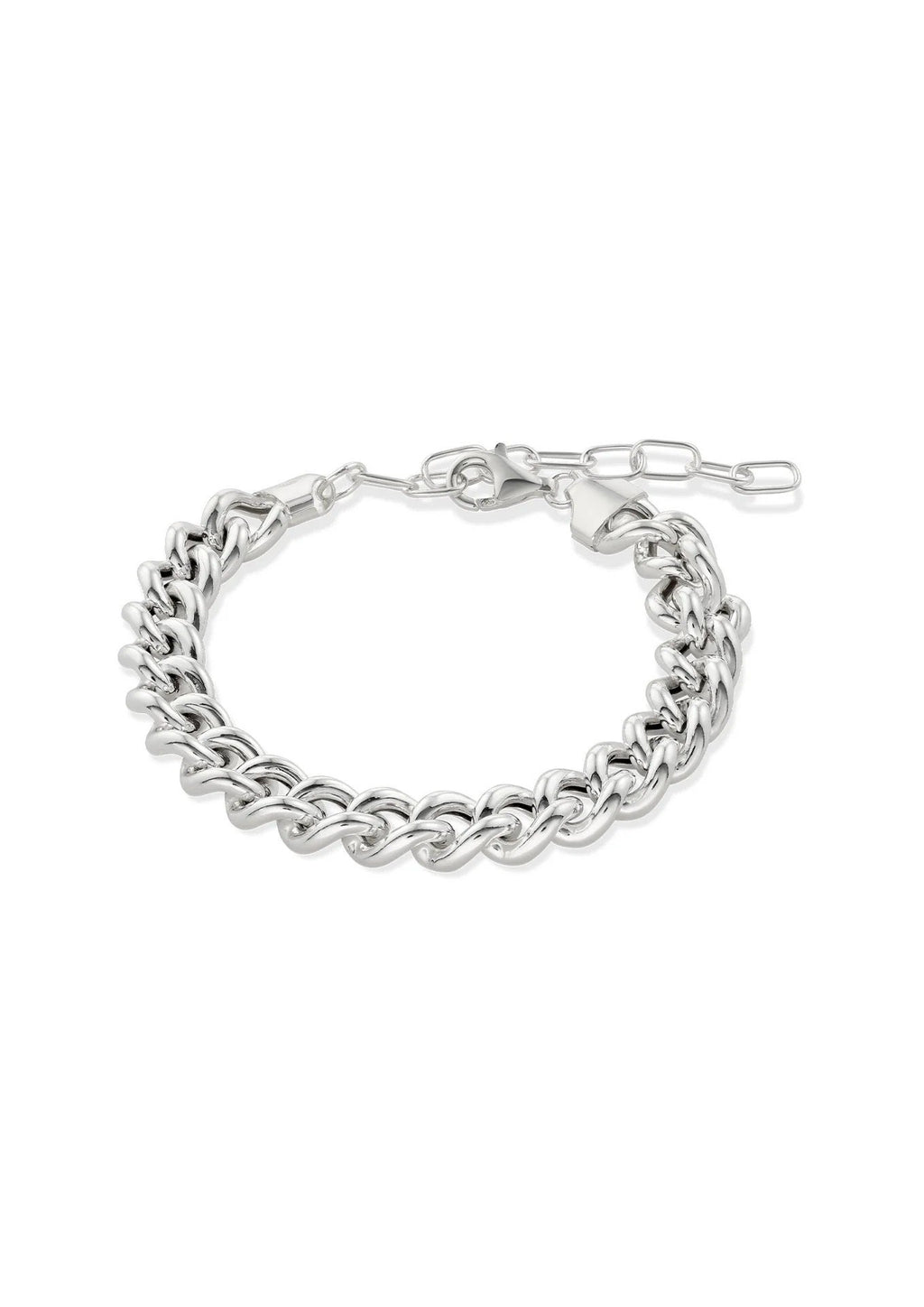 2. Studio shot of silver anchor anklet with adjustable chain and clasp on white background