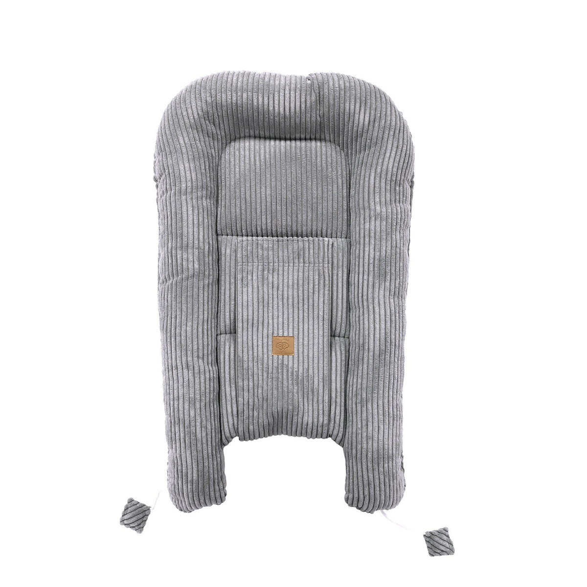 4. Back view of grey MeowBaby baby nest with ribbed fabric and cushioned design