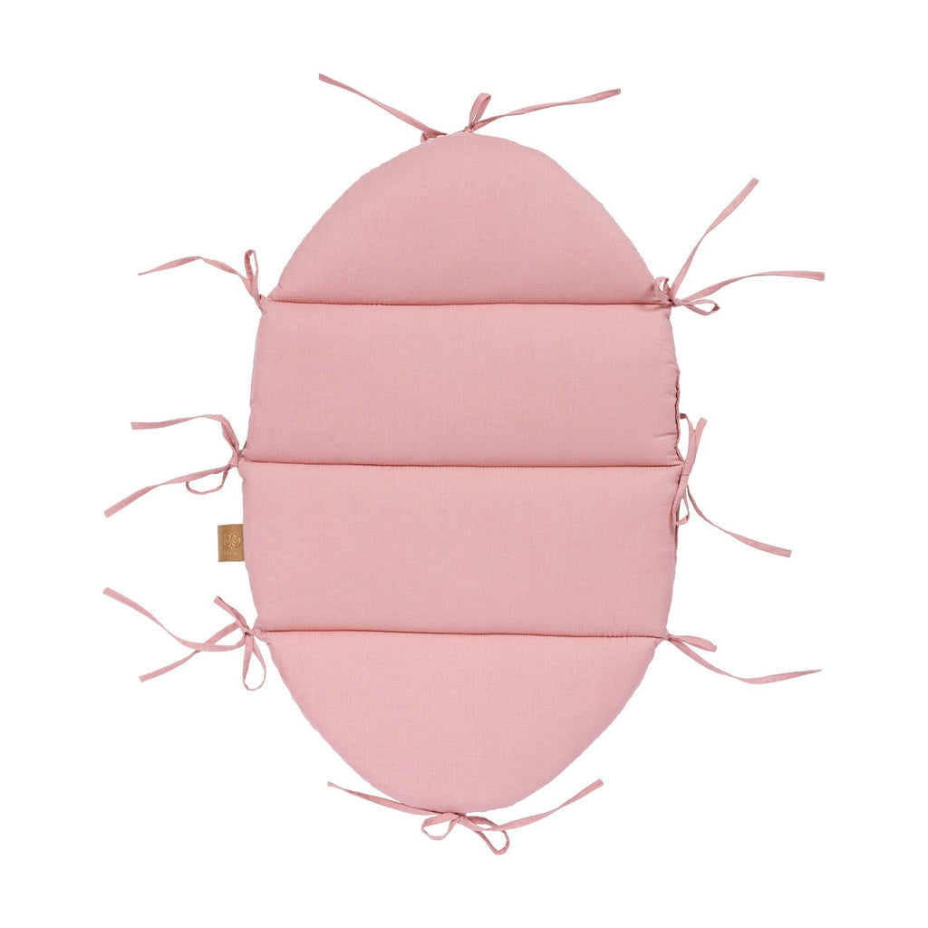 4. Powder pink cotton mat with fabric ties, part of baby nest set