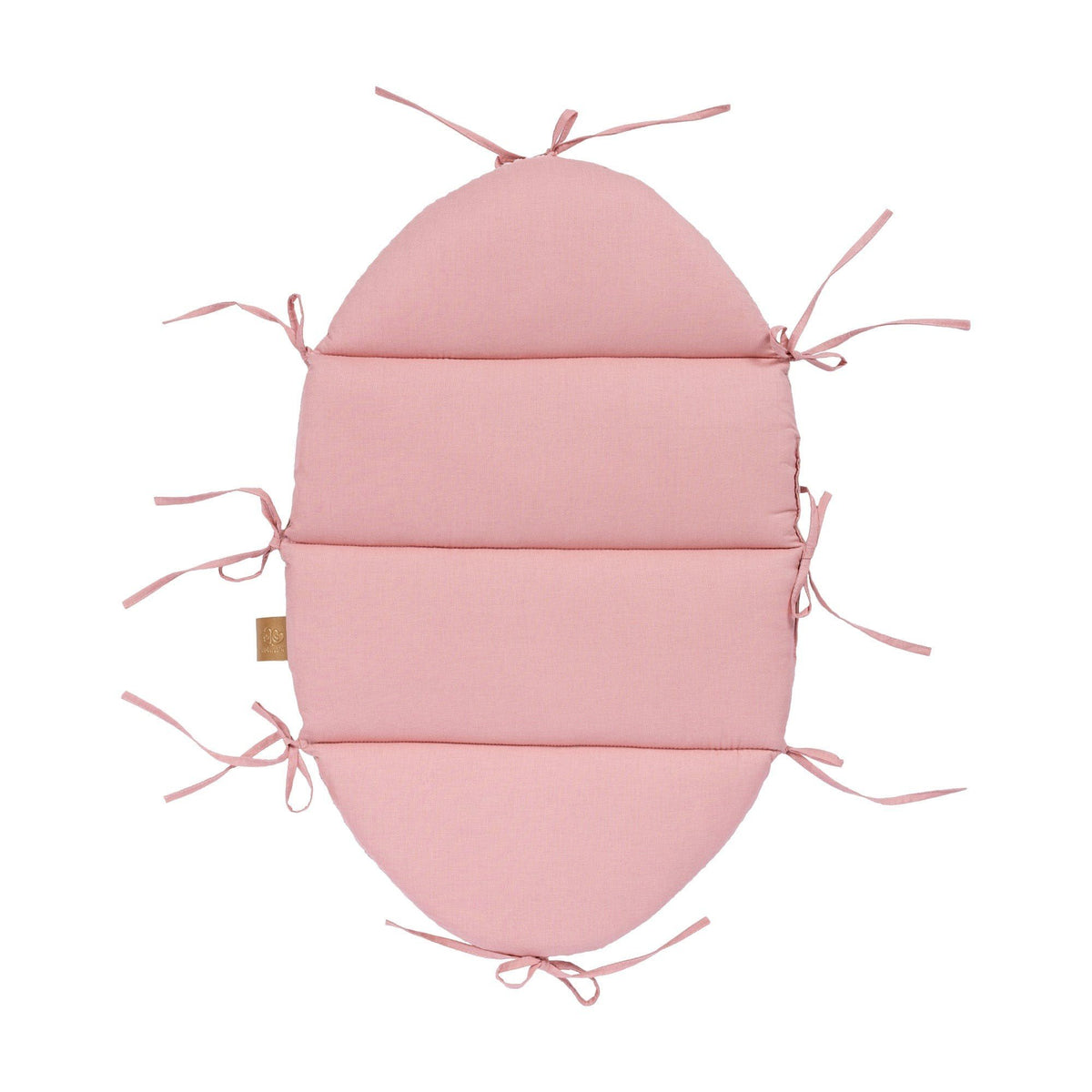4. Powder pink cotton mat with fabric ties, part of baby nest set