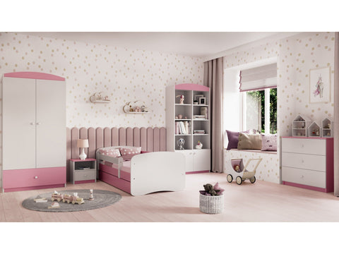 5. Babydreams furniture set in a child's room with pink and white theme, including chest of drawers