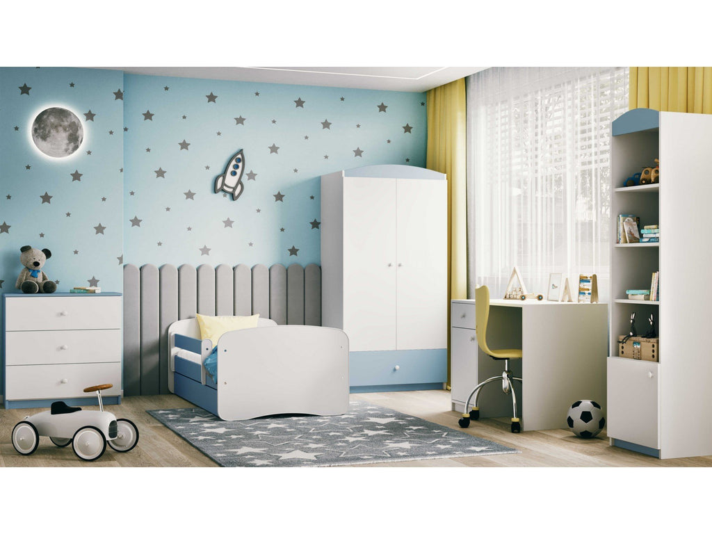 10. Babydreams furniture set in a child's room with blue and white theme, including chest of drawers