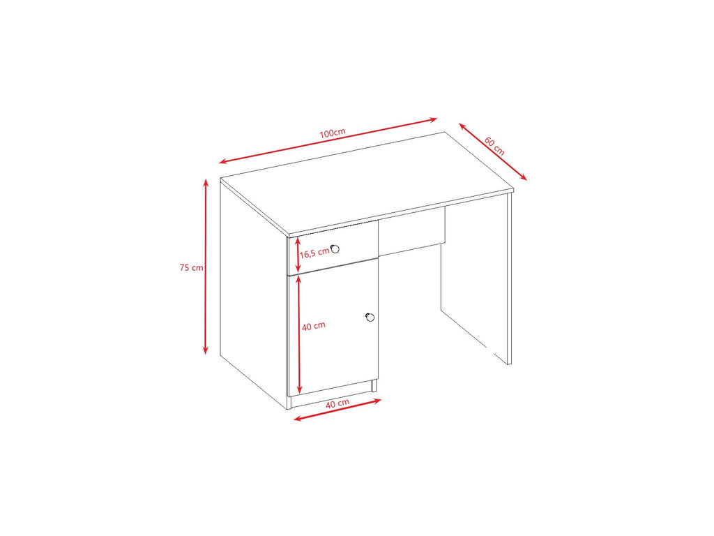 6. Size chart for Babydreams desk showing dimensions in centimeters