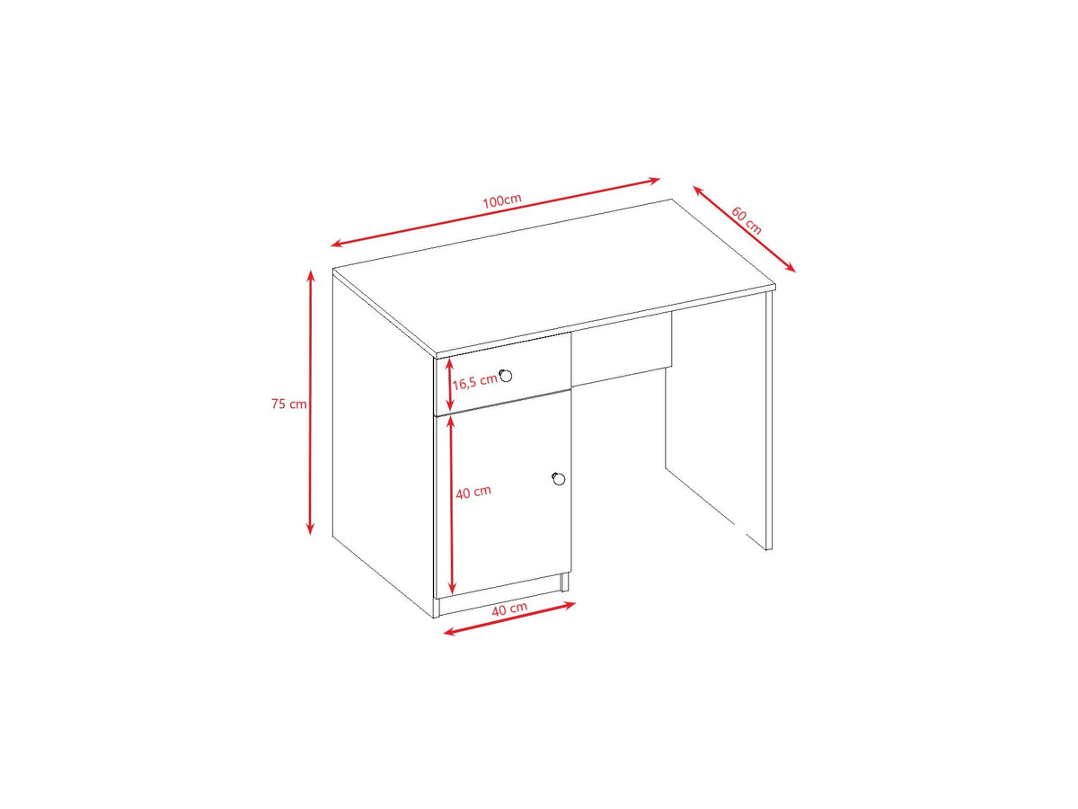 6. Size chart for Babydreams desk showing dimensions in centimeters