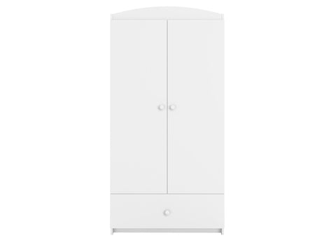 2. White Babydreams wardrobe with two doors and a drawer, studio shot