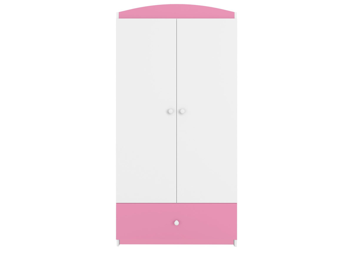 3. White and pink Babydreams wardrobe with two doors and a drawer, studio shot
