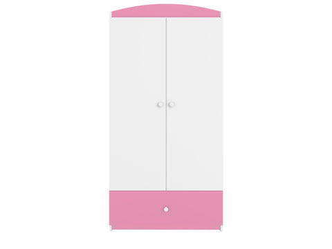 3. White and pink Babydreams wardrobe with two doors and a drawer, studio shot