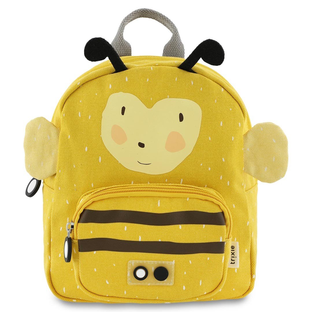 1. Yellow Mr. Bumblebee backpack with bee face and antennae on white background