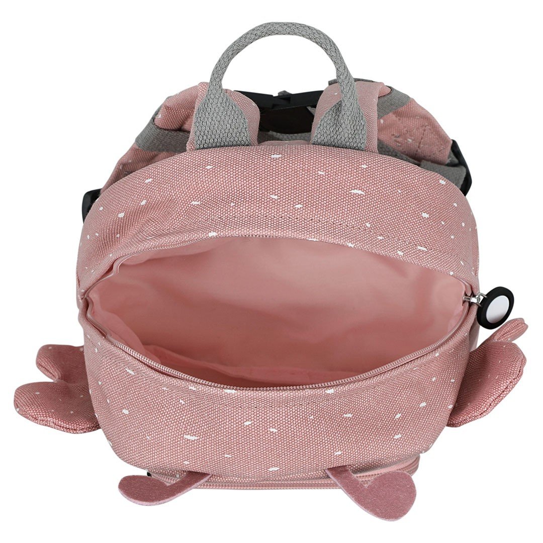 6. Open view of pink butterfly-themed children's backpack showing spacious interior